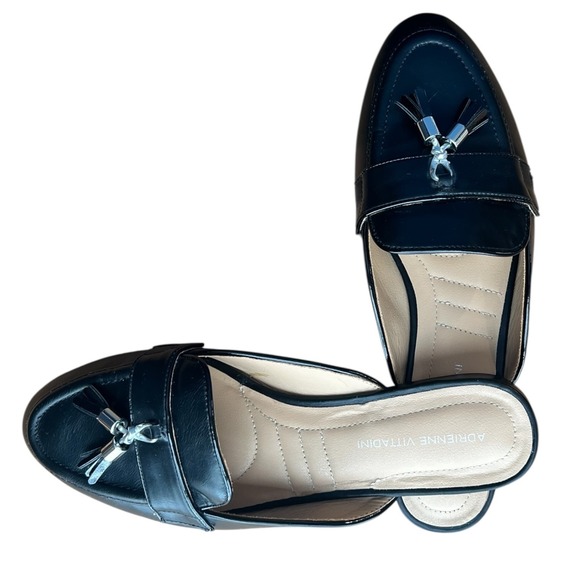 Adrienne Vittadini Black Tassel Mule Loafers 10M Office Chic - Picture 5 of 10